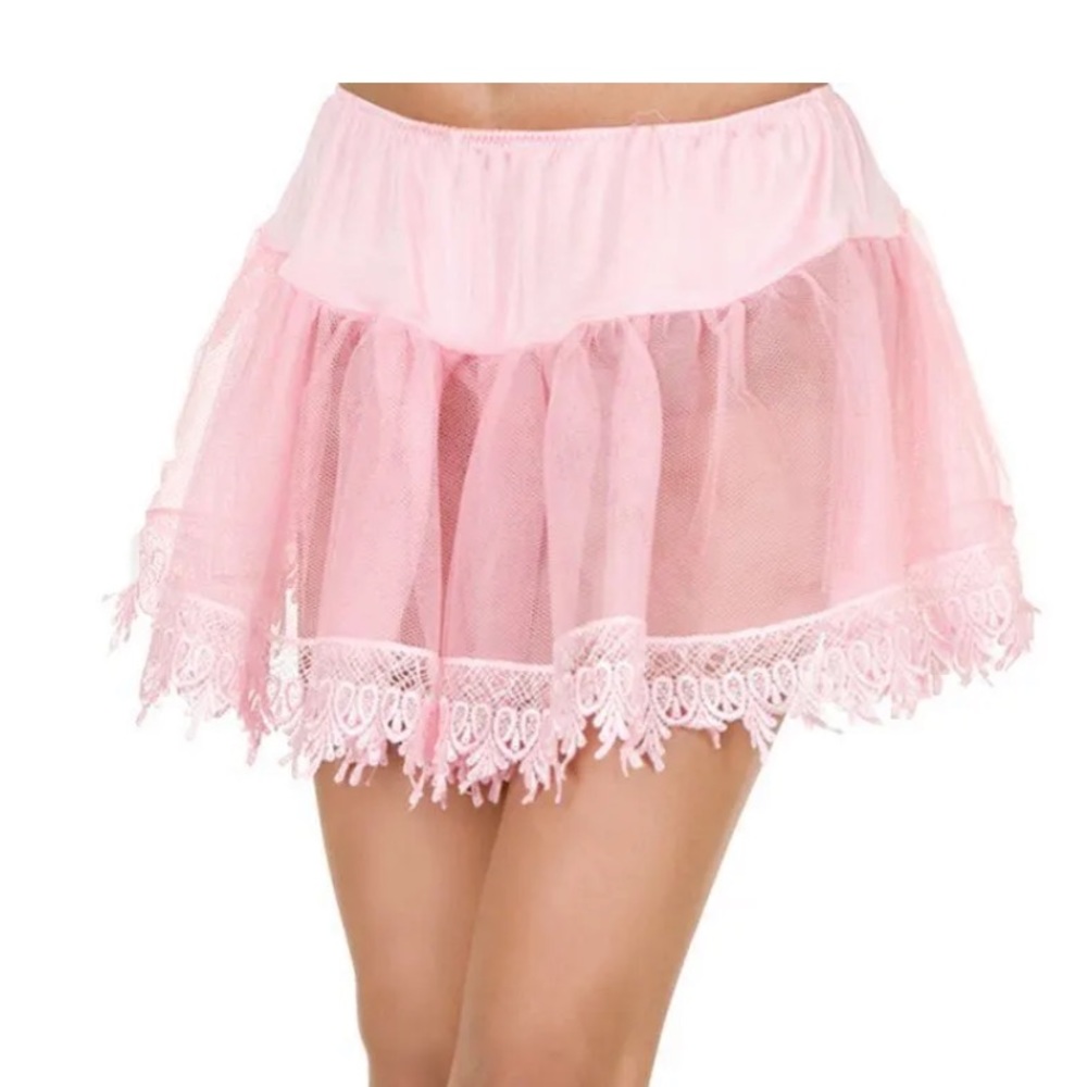Charades Tear Drop Petticoat Pink Lace Fullness Halloween Costume